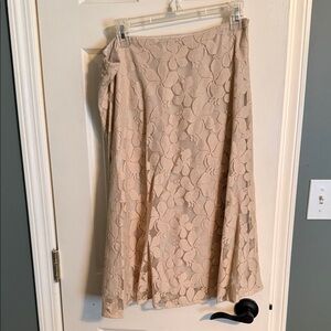 New York & Company Floral Lace A-Line Skirt - Cream